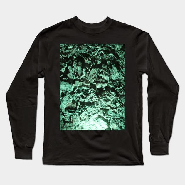 Green cave wall water texture canvas unique art Long Sleeve T-Shirt by kamdesigns